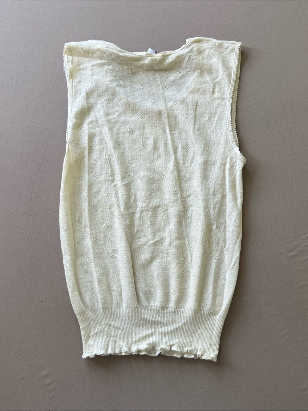 Vintage Wool Blend Pointelle Knit Tank - Picture 2 of 7